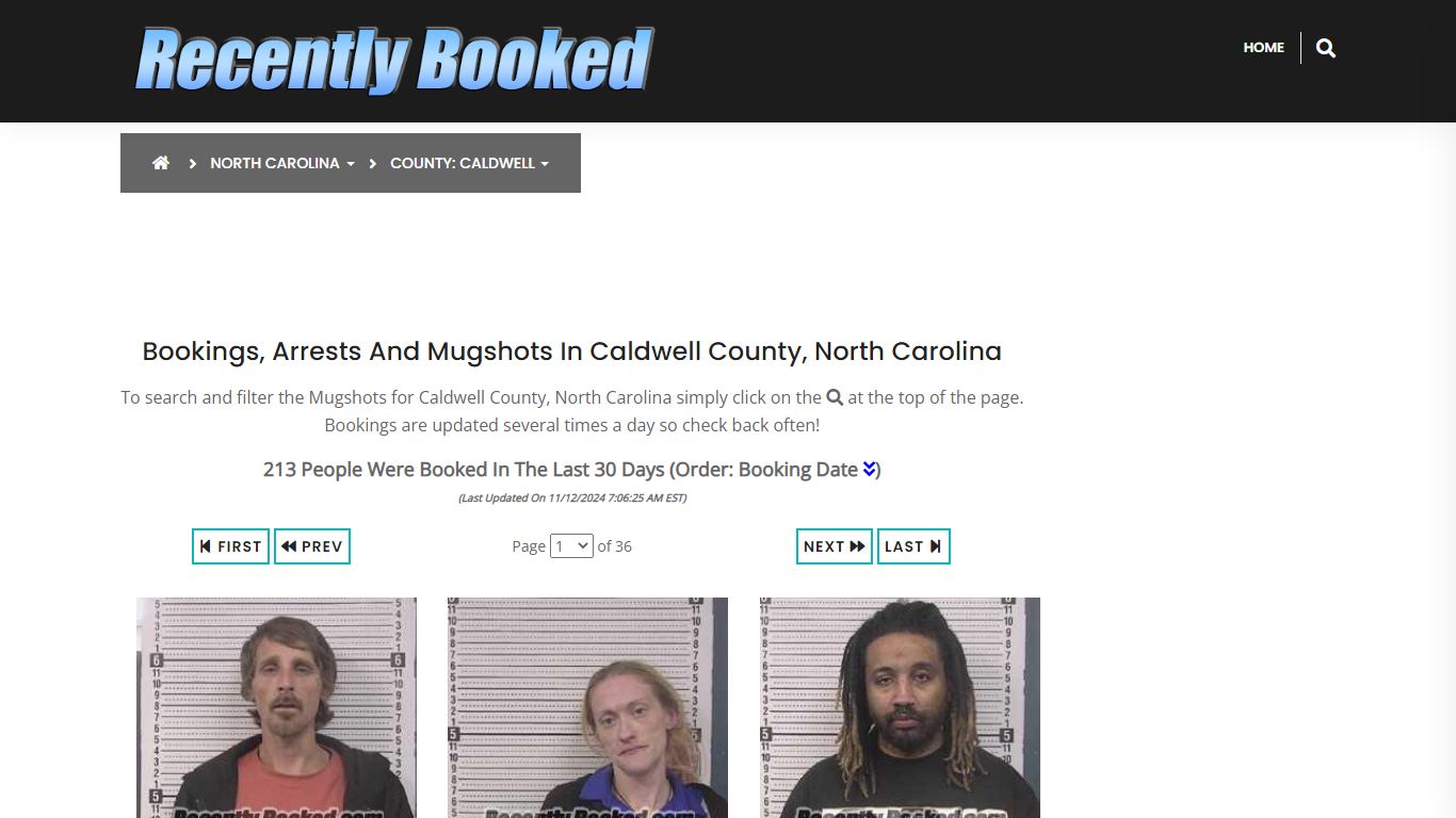 Bookings, Arrests and Mugshots in Caldwell County, North Carolina