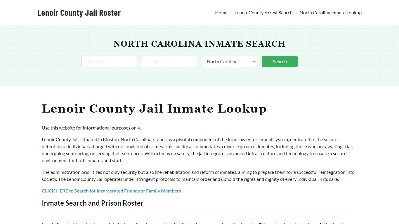 Lenoir County Jail Roster Lookup, NC, Inmate Search