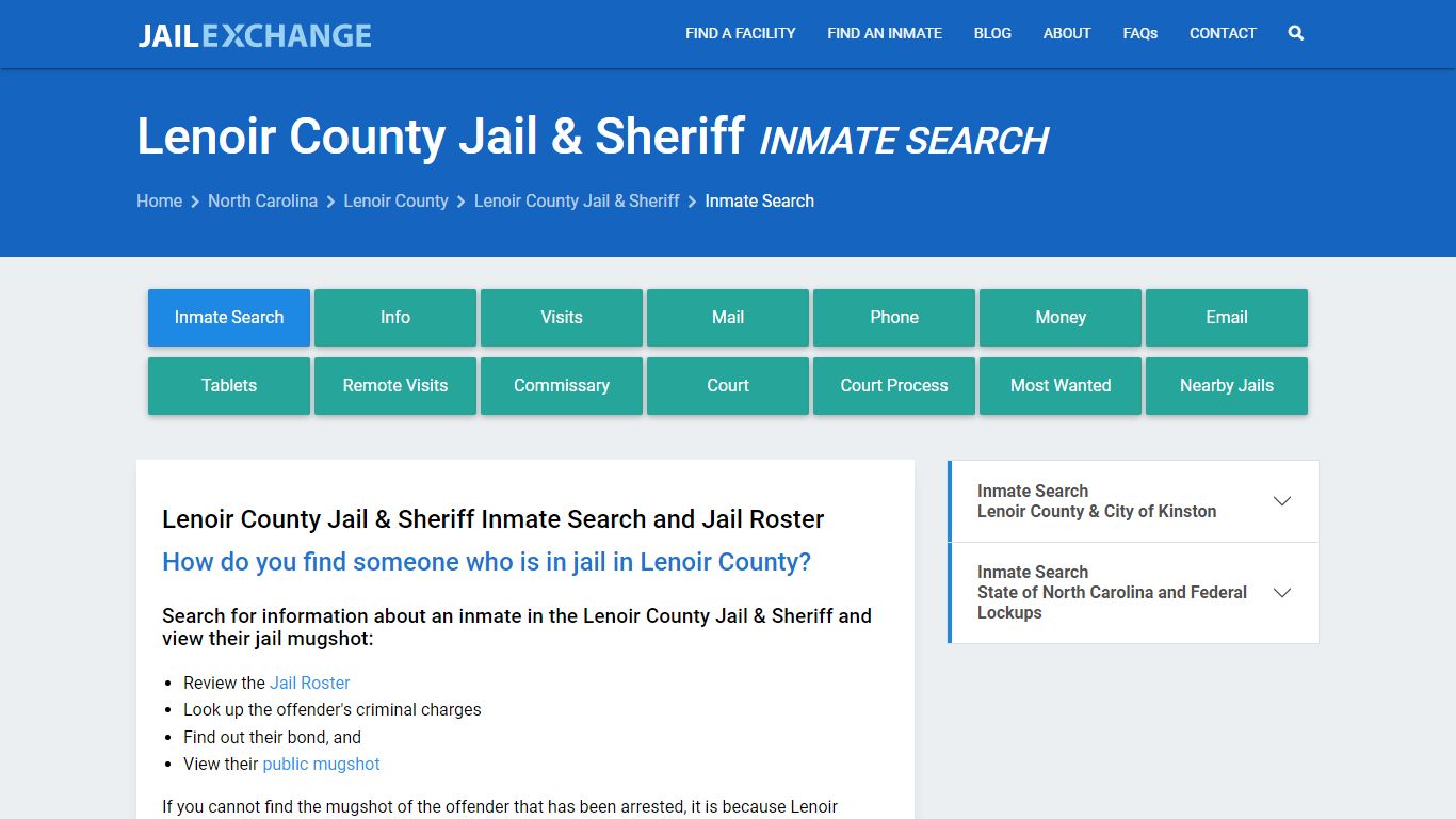 Inmate Search: Roster & Mugshots - Lenoir County Jail & Sheriff, NC