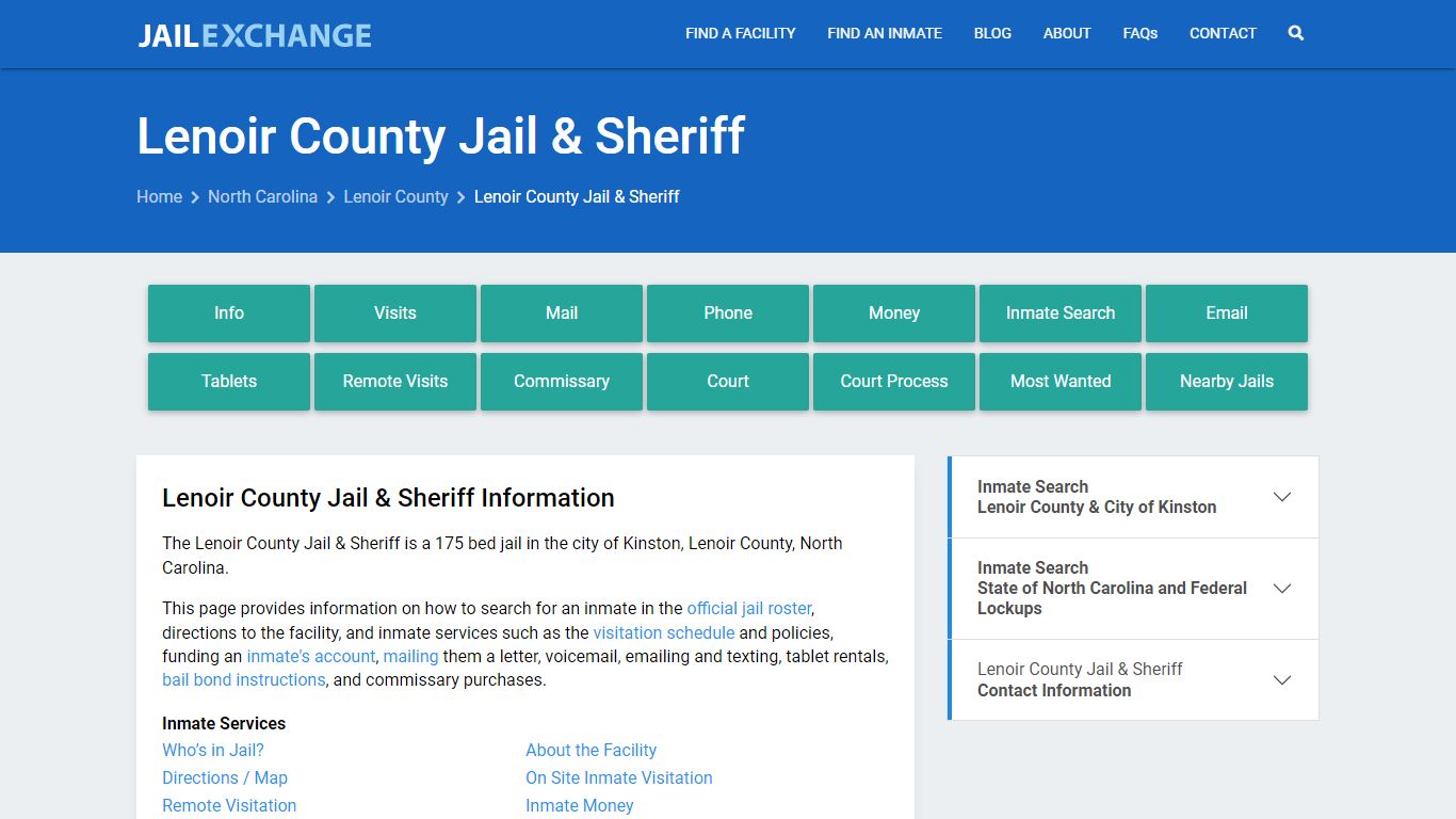 Lenoir County Jail & Sheriff, NC Inmate Search, Information
